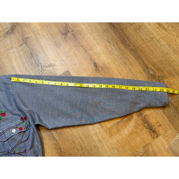 Vintage JC Penney Big Mac Cotton Chambray Sewn Button Up Shirt Art Deco Cottagec - Picture 6 of 11